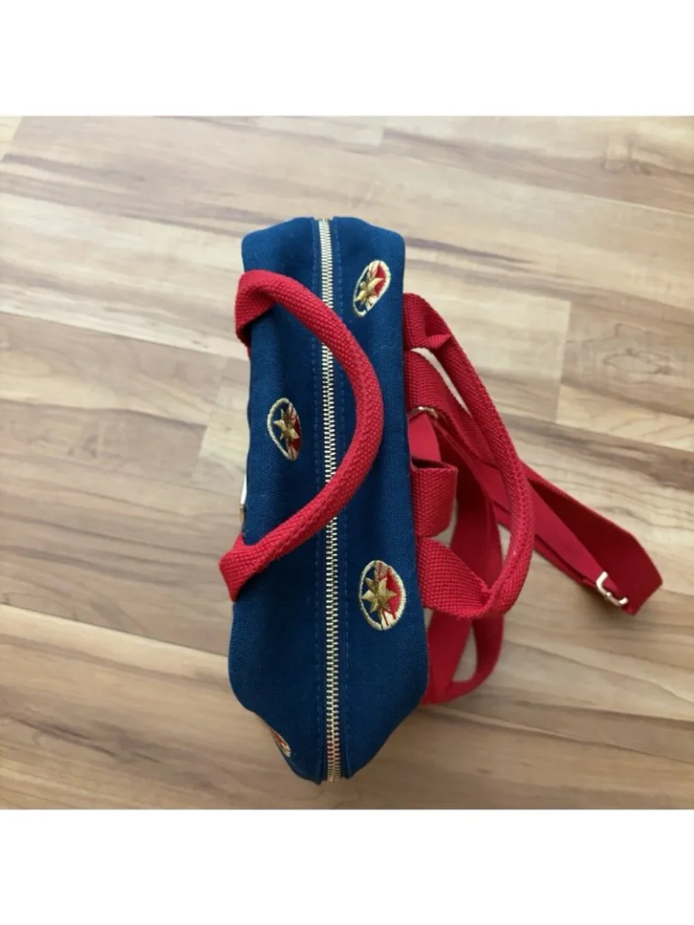 Disney Parks Loungefly Captain Marvel Canvas Mini Backpack Blue Red